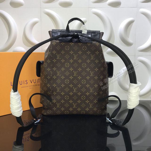LV包 LV雙肩包 N41379鱷魚紋 Christopher小號雙肩包 LV老花男士後背包  ydh3350